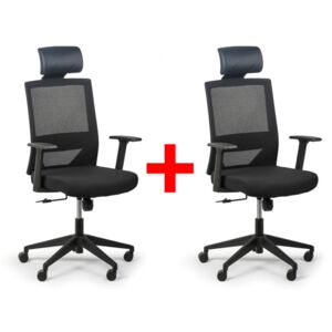 Kancelárska stolička FOX II 1+1 ZADARMO, pevné podpierky rúk, čierna