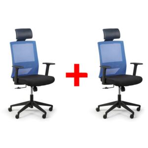 Kancelárska stolička FOX 1+1 ZADARMO, pevné podpierky rúk, modrá