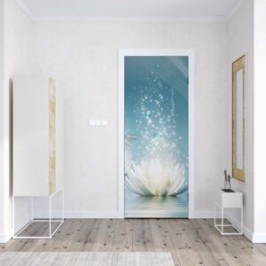 Fototapeta na dvere GLIX - Spa Flowers Sparkles Blue1 | 91x211 cm