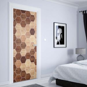 Fototapeta na dvere GLIX - Modern 3D Wood Hexagonal Design3 | 91x211 cm