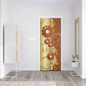 Fototapeta na dvere GLIX - Brown And Gold Floral Design1 | 91x211 cm