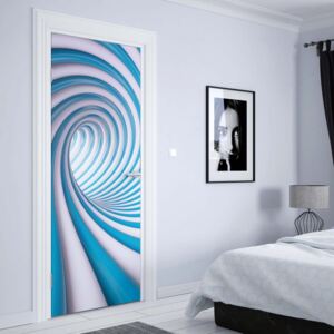Fototapeta na dvere GLIX - 3D Swirl Tunnel Blue And White1 | 91x211 cm