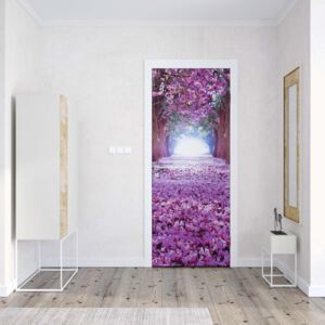 Fototapeta na dvere GLIX - Flowers Trees Path Purple1 | 91x211 cm