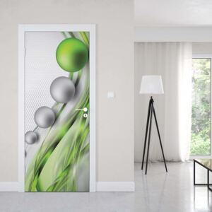 Fototapeta na dvere GLIX - Modern Abstract 3D Design Silver And Green1 | 91x211 cm