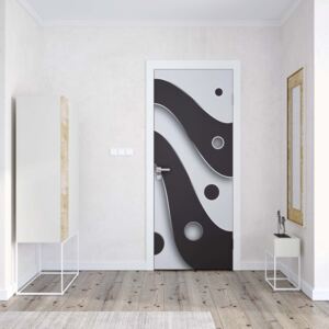 Fototapeta na dvere GLIX - 3D Layers Black And White1 | 91x211 cm