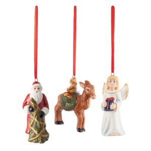 Villeroy & Boch Nostalgic Ornaments vianočná závesná dekorácia, Santa, anjel a jelenček, 3 ks
