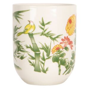 Porcelánový kalíšok na čaj s bambusom a květy- ∅ 6 * 8 cm / 0,1l