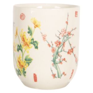 Porcelánový kalíšok na čaj s japonskými kvetmi - ∅ 6 * 8 cm / 0,1l