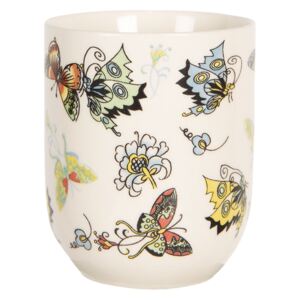 Porcelánový kalíšok na čaj s motýliky - ∅ 6 * 8 cm / 0,1l