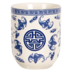 Porcelánový kalíšok na čaj s modrými ornamentmi - ∅ 6 * 8 cm / 0,1l