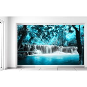 Gario Fototapeta Vodopád v modrej džungli Rozmery (š x v): 412 x 248 cm, Materiál: Latexová (lepidlo zadarmo)