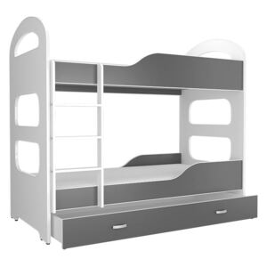 Detská poschodová posteľ Dominik sa zásuvkou ŠEDÁ - 160x80 cm