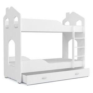 Detská Domčekové poschodová posteľ Dominik sa zásuvkou BIELA - 160x80 cm
