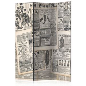 Paraván Vintage Newspapers Dekorhome 135x172 cm (3-dielny)