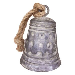 Šedý plechový zvonček s patinou II - Ø 7 * 10 cm