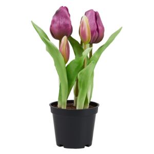 Butlers FLORISTA Tulipány "Real Touch" v kvetináči - fialová