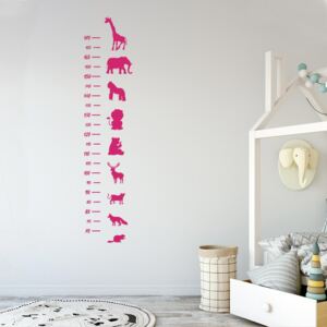 GLIX Detský meter - Zvieratá 1 - samolepka na stenu Růžová 25x120 cm