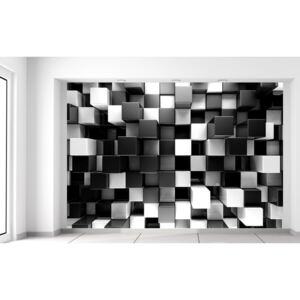 Gario Fototapeta Čierno-biele 3D kocky Rozmery (š x v): 200 x 135 cm, Materiál: Latexová (lepidlo zadarmo)