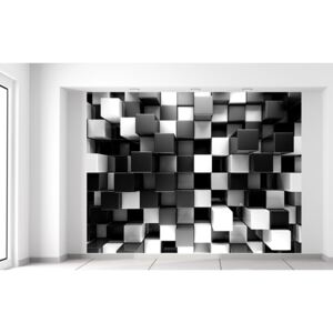 Gario Fototapeta Čierno-biele 3D kocky Rozmery (š x v): 200 x 150 cm, Materiál: Latexová (lepidlo zadarmo)