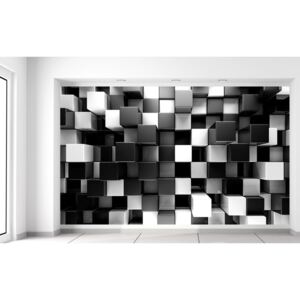 Gario Fototapeta Čierno-biele 3D kocky Rozmery (š x v): 412 x 248 cm, Materiál: Samolepiaca