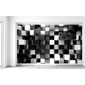 Gario Fototapeta Čierno-biele 3D kocky Rozmery (š x v): 402 x 240 cm, Materiál: Latexová (lepidlo zadarmo)