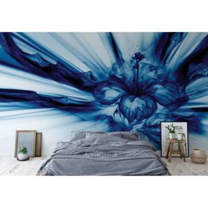 Fototapeta - Abstract Floral Art Blue Light Vliesová tapeta - 416x254 cm