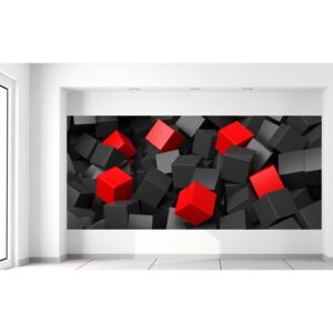 Gario Fototapeta Čierno - červené kocky 3D Rozmery (š x v): 536 x 240 cm, Materiál: Latexová (lepidlo zadarmo)
