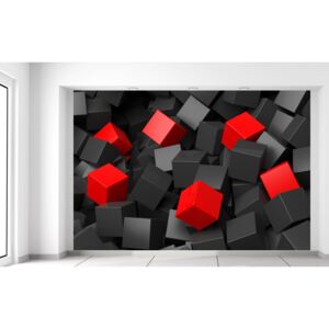 Gario Fototapeta Čierno - červené kocky 3D Rozmery (š x v): 200 x 135 cm, Materiál: Latexová (lepidlo zadarmo)