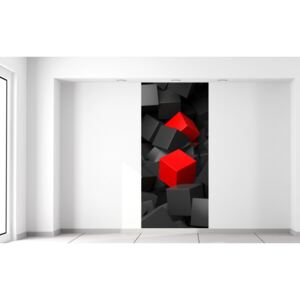 Gario Fototapeta Čierno - červené kocky 3D Rozmery (š x v): 95 x 205 cm, Materiál: Latexová (lepidlo zadarmo)