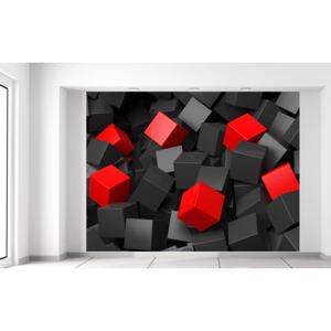 Gario Fototapeta Čierno - červené kocky 3D Rozmery (š x v): 200 x 150 cm, Materiál: Latexová (lepidlo zadarmo)