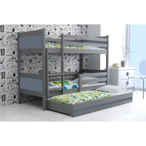 Poschodová posteľ s prístelkou RINO 3 - 190x80cm - Grafitový - Grafitový