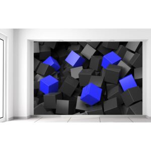 Gario Fototapeta Čierno - modré kocky 3D Rozmery (š x v): 200 x 135 cm, Materiál: Latexová (lepidlo zadarmo)