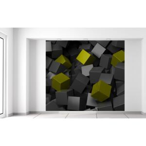 Gario Fototapeta Čierno - zelené kocky 3D Materiál: Vliesová (lepidlo zadarmo), Veľkosť: 268 x 240 cm