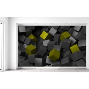 Gario Fototapeta Čierno - zelené kocky 3D Rozmery (š x v): 412 x 248 cm, Materiál: Vliesová (lepidlo zadarmo)