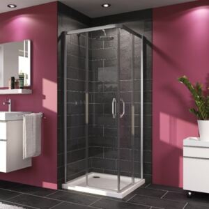 HÜPPE MyFlex sprchový kút 90 x 90 4-uholník rohový vstup, streborný lesklý rám, číre sklo s Anti-Plaque