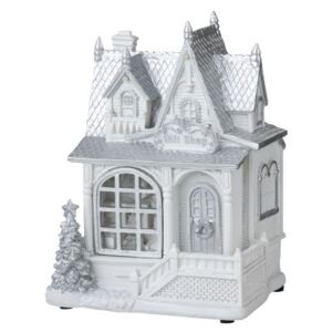 Biely svietiace vianočné domček - 12 * 16 * 21cm