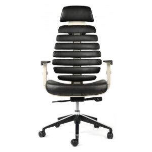 MERCURY kancelárská stolička FISH BONES PDH - sivý plast, čierná koženka PU580165