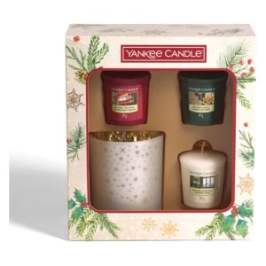 Yankee Candle darčeková sada vianočné votívny sviečka 3 ks + svietnik