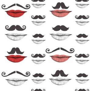 Mindthegap Moustache and lips, čierna/biela/červená/farebná skupina červená/farebná skupina čierna + biela