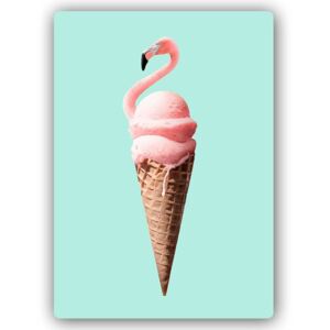 Kovový obraz - Flamingos Ice Cream