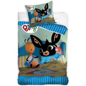 Carbotex · Detské posteľné obliečky Zajačik Bing Bunny - motív Dobrú noc, modré - 100% bavlna - 70 x 80 cm + 140 x 200 cm