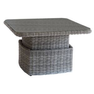 Ratanový stôl výsuvný jedálenský/odkladací 100x100 cm BORNEO (sivá)