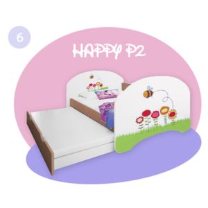Happy P2 ružová rozkladacia posteľ 200x90
