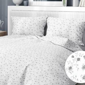 Goldea bavlnené posteľné obliečky - vzor 587 sivé ružičky na bielom 140 x 220 a 70 x 90 cm