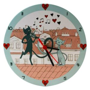 Nástenné keramické hodiny HOME ELEMENTS Les Chats, ⌀ 20 cm