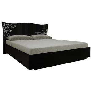 Manželská posteľ GLOE + rošt + matrac DE LUX, 180x200, čierna lesk