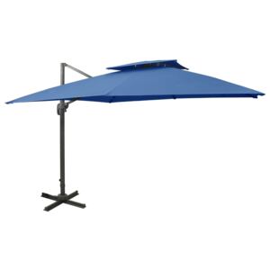 Závesný slnečník s dvojitou strieškou 300x300 cm azúrovo-modrý