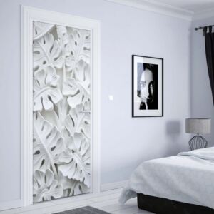 GLIX Fototapeta na dvere - Vintage 3D Carved Flowers White