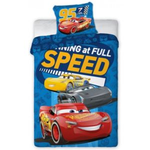 Faro · Detské posteľné obliečky Autá 3 - Cars 3 - Blesk McQueen - Running at full speed - 100% bavlna - 70x90 cm + 140x200 cm