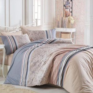 Bavlnené posteľné obliečky RASTI Hnedé predĺžená dĺžka